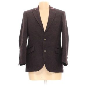 Ted Baker maroon brown wool blazer velvet collar